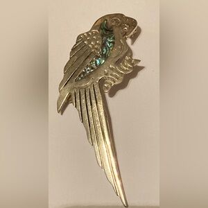 Vintage silver parrot pin